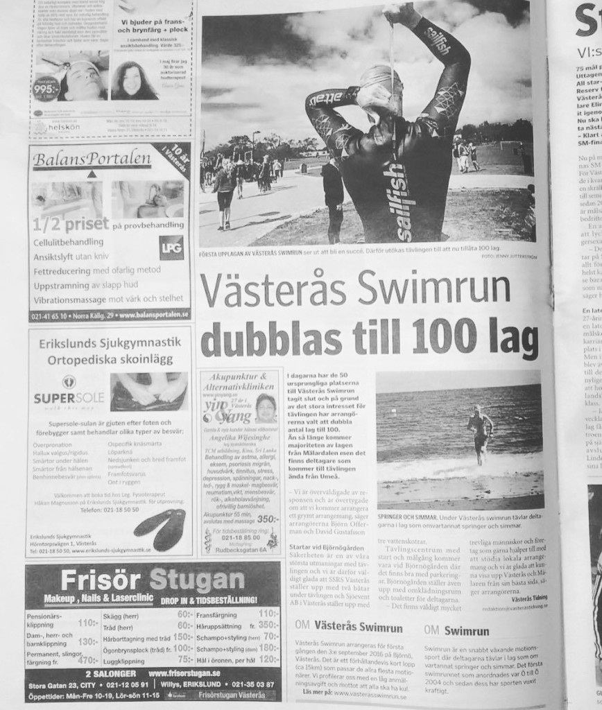 Västerås Swimrun Utökat till 100 lag